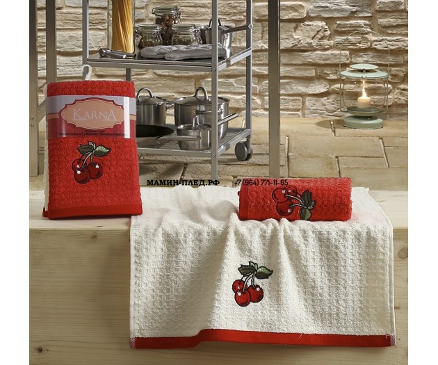 Кухонные полотенца "KARNA" LEMON 45x65 1/2 Красный