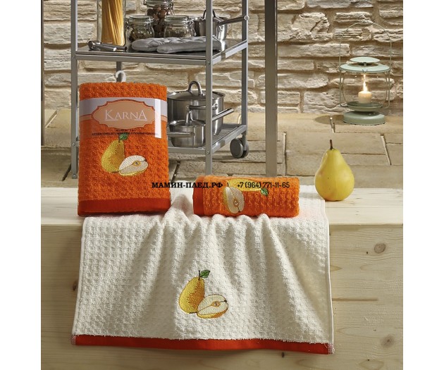 Кухонные полотенца "KARNA" LEMON 45x65 1/2 Оранжевый