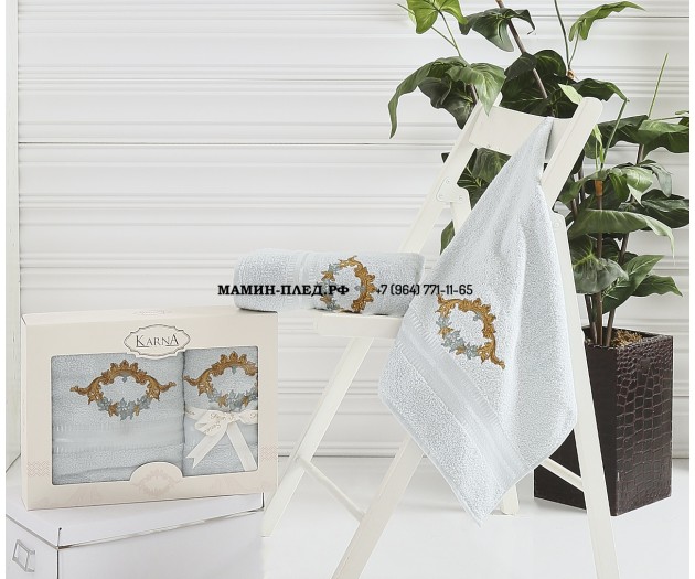 Комплект махровых полотенец "KARNA" в коробке KAREN 50x90-70х140 см 1/2