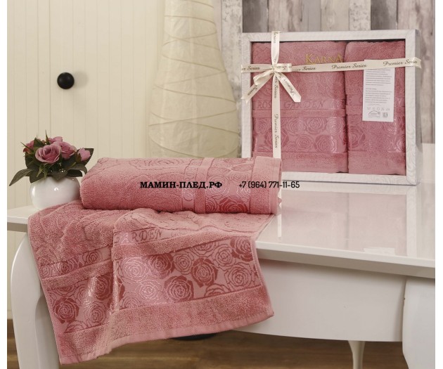 Комплект махровых полотенец "KARNA" ROSE GARDEN 50x90-70х140 см 